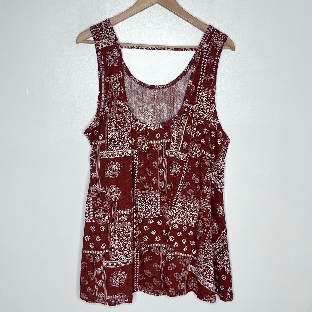 NWT Natural Life Boho Swing Tank XS/S Red Paisley Patchwork High Low Top - Picture 10 of 11